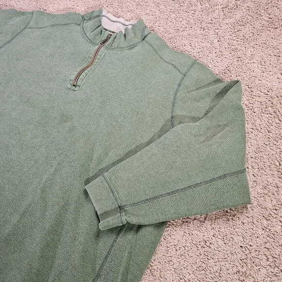 READ Tommy Bahamas Reversible Sweatshirt Mens XL Green 1/4 Zip Pullover Sweater - Picture 7 of 7